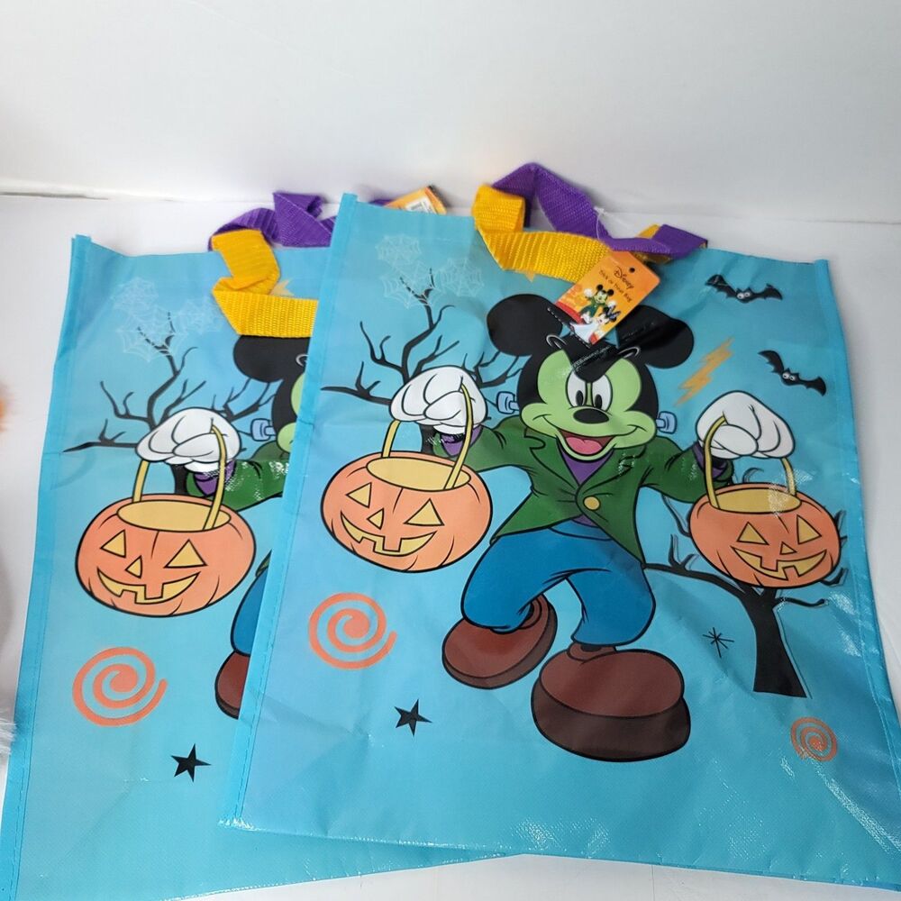Disney Mickey Frankenstein Halloween Reusable Trick Or Treat Tote Bag Lot of 2